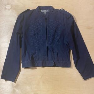 New Identity Navy Military-Style Cropped Denim Jacket Large (QS)